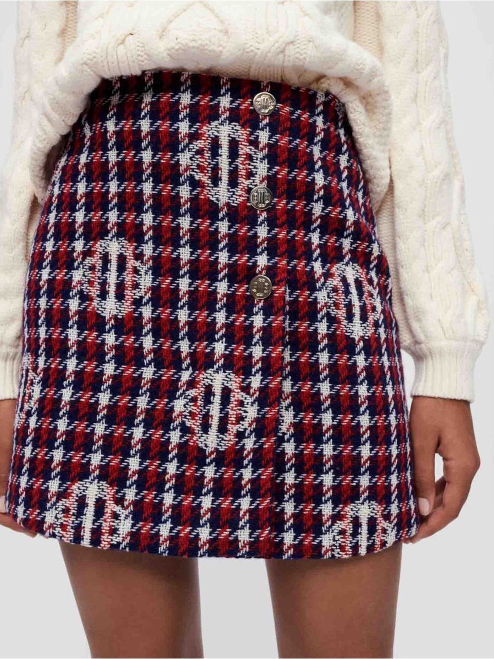 Maje Clover Plaid Jacquard Skirt Jargelo